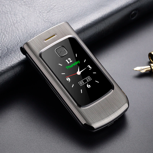 Телефон Tkexun F18 (Happyhere F18) silver. Dual display