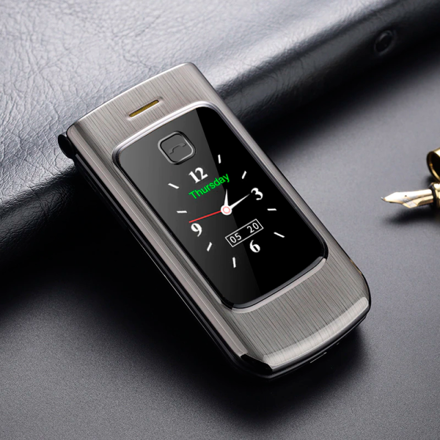 Телефон Tkexun F18 (Happyhere F18) silver. Dual display