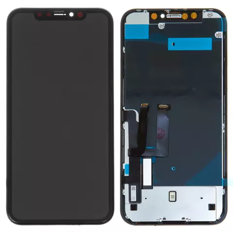 Дисплей  iPhone XR, чорний, із сенсорним екраном, з рамкою, High Copy, (оriginal lcd, copy glass, copy flat сable, copy touchscreen) Self-welded OEM