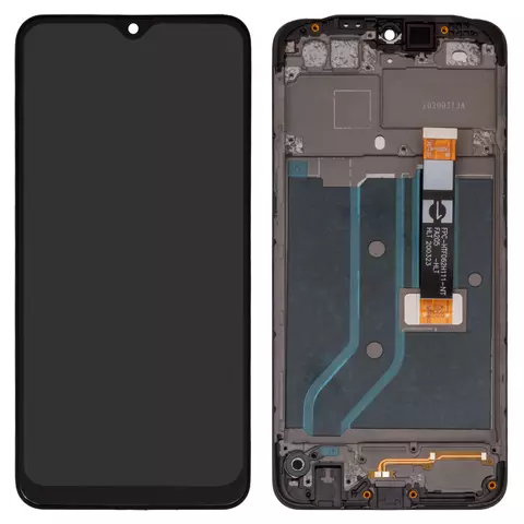 Дисплей для Oppo A12, чорний, з рамкою, Original (PRC), з чорним шлейфом, CPH2083, CPH2077, FPC-HTF062H111-NT