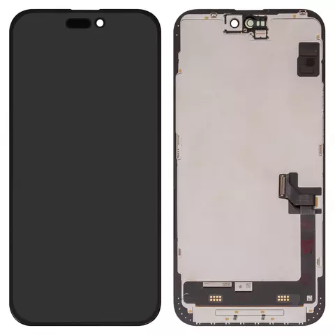 Дисплей для iPhone 15 Plus, чорний, з рамкою, Оригінал (переклеєне скло)