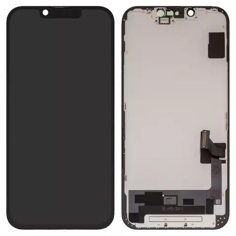 Дисплей для iPhone 14, чорний, з рамкою, High Copy, (OLED), OEM hard