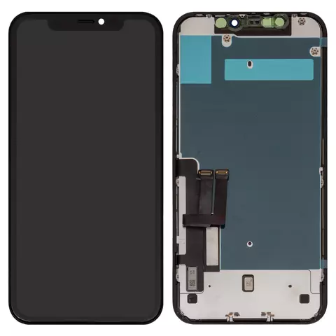 Дисплей для iPhone 11, чорний, з рамкою, Original (PRC), з захисним екраном дисплея, LG version, #Self-welded OEM