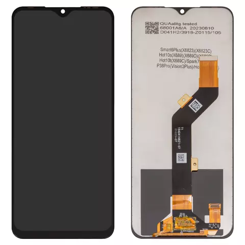 Дисплей для Tecno Spark 7P (KF7j); Infinix Hot 10S (X689), Hot 10T (X689C), чорний, без рамки, High Copy, 1540414821