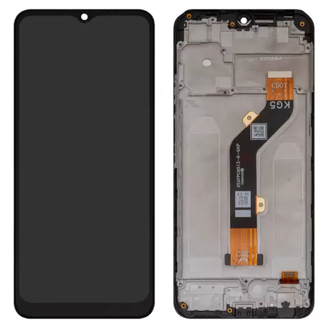 Дисплей для Tecno Pop 5 LTE, чорний, з рамкою, Оригінал (переклеєне скло), BD4, BD4i, BD4a