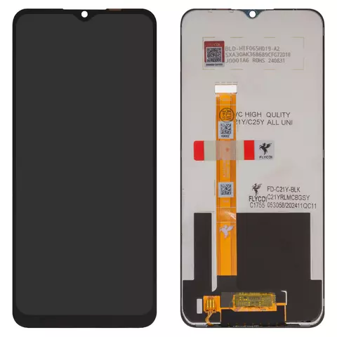Дисплей для Realme C21Y, C25Y, чорний, без рамки, FLYCDI, RMX3261, RMX3263, RMX3265, RMX3268, RMX3269, JT0099-220