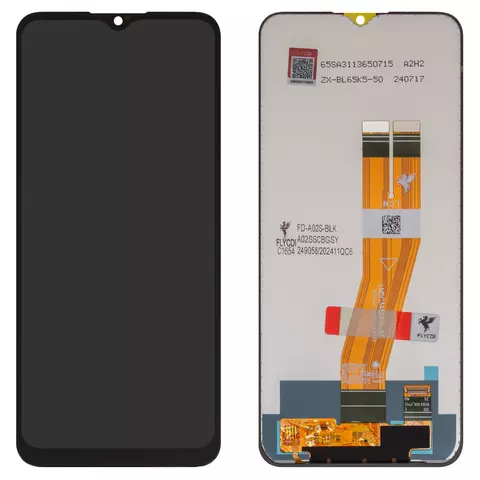 Дисплей для Samsung A025F/DS Galaxy A02s, M025 Galaxy M02s, чорний, без рамки, FLYCDI, з жовтим шлейфом, (160,5x72 mm)