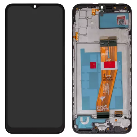 Дисплей для Samsung A037F Galaxy A03s, чорний, з рамкою, FLYCDI, з жовтим шлейфом, (160,5x72 mm)