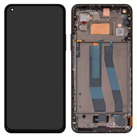 Дисплей для Xiaomi Mi 11 Lite, Mi 11 Lite 5G, чорний, з рамкою, Оригінал (переклеєне скло), #WM6556Z21-1