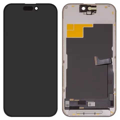 Дисплей для iPhone 15 Pro, чорний, з рамкою, High Copy, без мікросхеми, (OLED), YK OEM hard