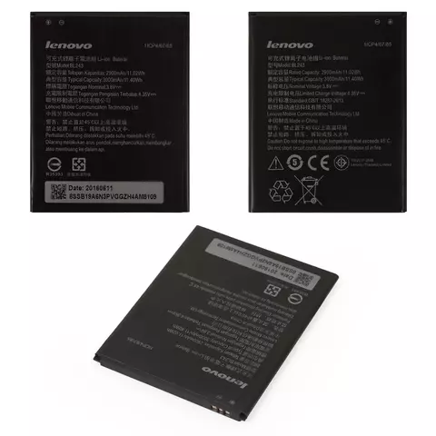 Акумулятор BL243 для Lenovo K3 Note (K50-T5), Li-ion, 3,8 В, 3000 мАг, Original (PRC)