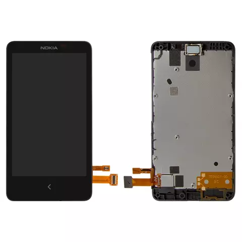Дисплей для Nokia X Dual Sim, чорний, з рамкою, (RM-980)