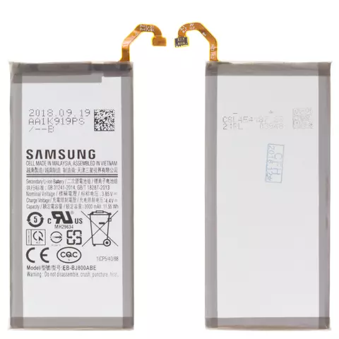Акумулятор EB-BJ800ABE для Samsung A600 Dual Galaxy A6 (2018), J600 Galaxy J6, Li-ion, 3,85 B, 3000 мАг, Original (PRC)