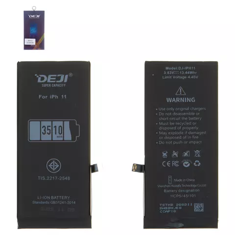 Акумулятор Deji для Apple iPhone 11, Li-ion, 3,83 B, 3510 мАг, збільшена ємність, original IC