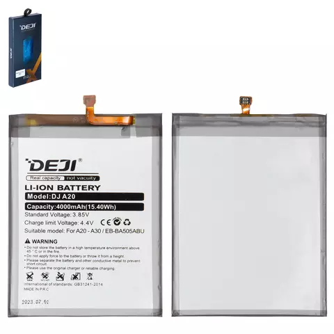 Акумулятор Deji EB-BA505ABU для Samsung A205 Galaxy A20, A305F/DS Galaxy A30, A307F/DS Galaxy A30s, A505F/DS Galaxy A50, A507 Galaxy A50s, Li-ion, 3,85 B, 4000 мАг