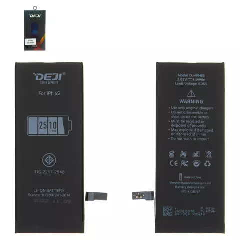 Акумулятор Deji для Apple iPhone 6S, Li-ion, 3,82 B, 2510 мАг, збільшена ємність, original IC