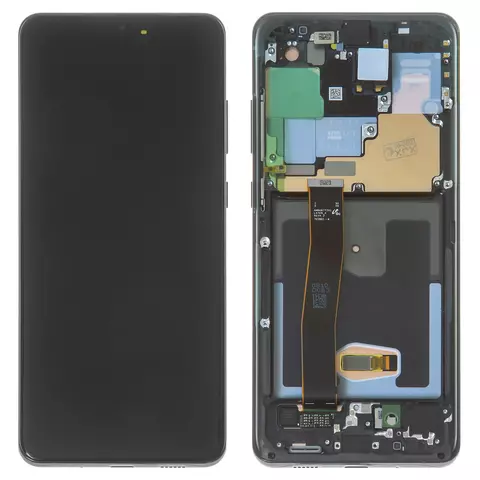 Дисплей для Samsung G988 Galaxy S20 Ultra, чорний, з фронтальною камерою, з рамкою, Original (PRC), cosmic black