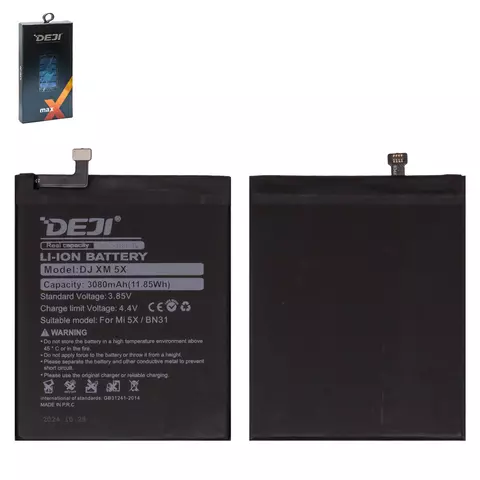 Акумулятор Deji BN31 для Xiaomi Mi A1, Redmi Note 5A, Li-ion, 3,85 B, 3080 мАг