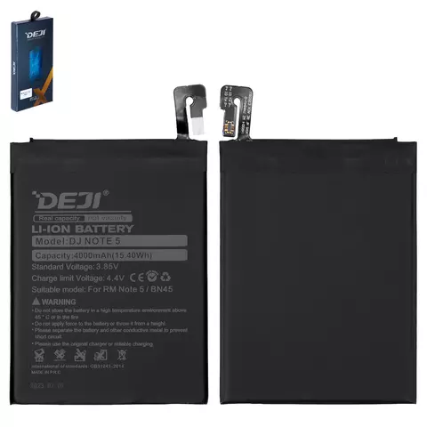 Акумулятор Deji BN45 для Xiaomi Redmi Note 5, Li-ion, 3,85 B, 4000 мАг