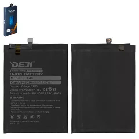 Акумулятор Deji BN53 для Xiaomi Poco M2 Pro, Redmi Note 10 Pro, Redmi Note 10 Pro Max, Redmi Note 9 Pro, Redmi Note 9 Pro Max, Li-ion, 3,87 B, 5020 мАг