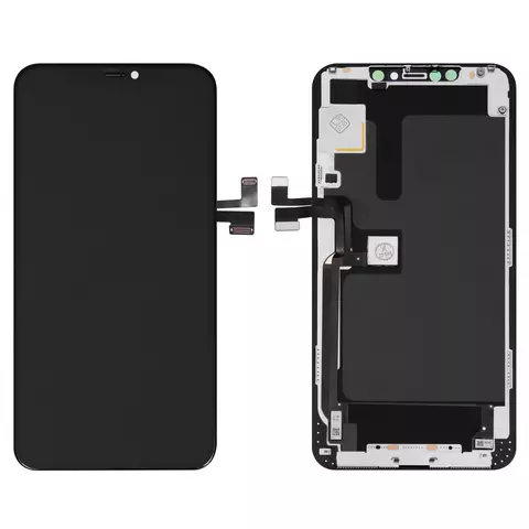 Дисплей для iPhone 11 Pro Max, чорний, із сенсорним екраном, з рамкою, PRC, Self-welded OEM