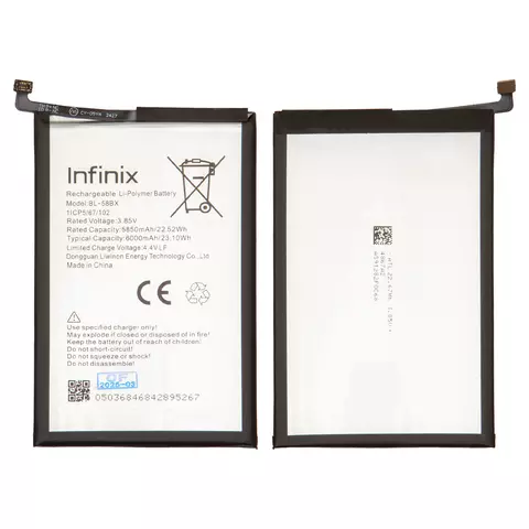 Акумулятор BL-58BX для Infinix Hot 11 Play, Hot 12 Play (X6817, X6816), Hot 9 Play (X680), Li-Polymer, 3,85 B, 6000 мАг, Original (PRC)