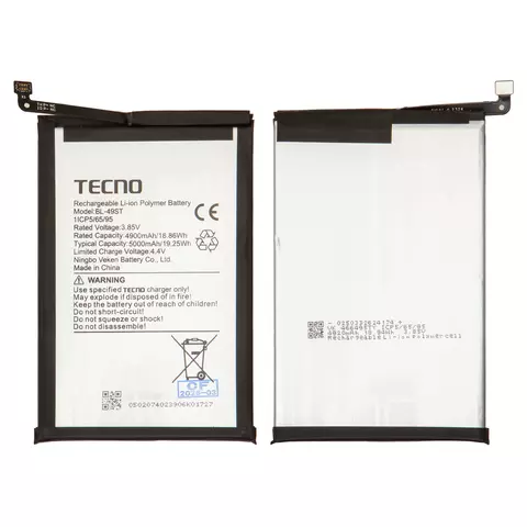 Акумулятор BL-49ST для Tecno Spark 10, Spark 20 (KJ5), Li-Polymer, 3,85 B, 5000 мАч, Original (PRC)