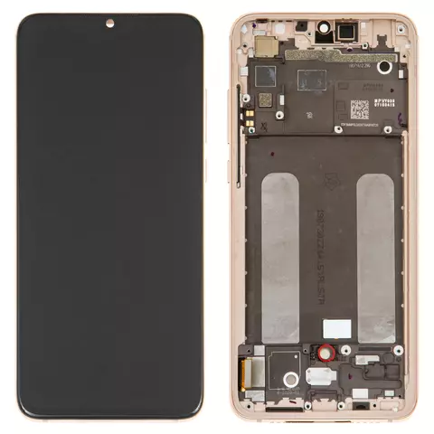 Дисплей для Xiaomi Mi 9 Lite, Mi CC9, золотистий, з рамкою, Оригінал (переклеєне скло), M1904F3BG