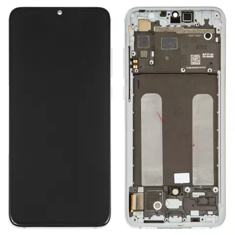 Дисплей для Xiaomi Mi 9 Lite, Mi CC9, сріблястий, з рамкою, Оригінал (переклеєне скло), M1904F3BG