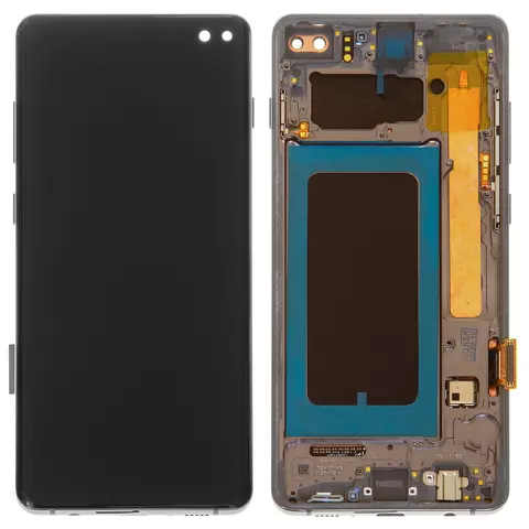 Дисплей для Samsung G975 Galaxy S10 Plus, чорний, з рамкою, Оригінал (переклеєне скло)