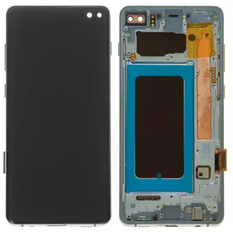 Дисплей для Samsung G975 Galaxy S10 Plus, сріблястий, з рамкою, Оригінал (переклеєне скло), prism silver