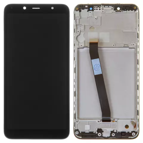Дисплей для Xiaomi Redmi 7A, чорний, без логотипа, з рамкою, Оригінал (переклеєне скло), MZB7995IN, M1903C3EG, M1903C3EH, M1903C3EI