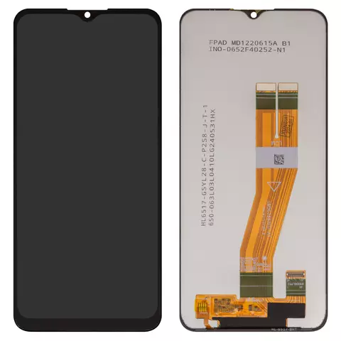 Дисплей для Samsung A025F/DS Galaxy A02s, M025 Galaxy M02s, чорний, без рамки, Original (PRC), з жовтим шлейфом, (160,5x72 mm)