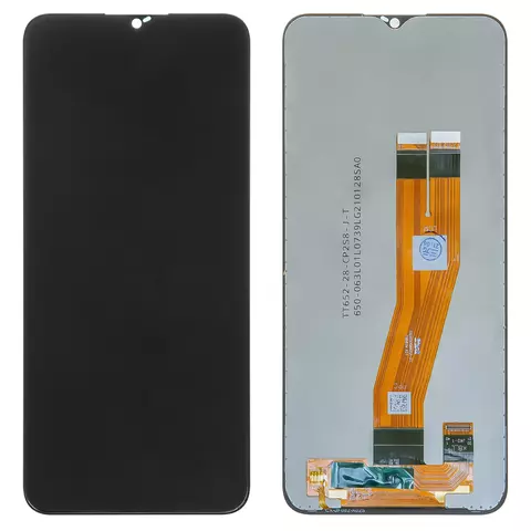 Дисплей для Samsung A025F/DS Galaxy A02s, M025 Galaxy M02s, чорний, без рамки, Оригінал (переклеєне скло), з жовтим шлейфом, (160,5x72 mm)