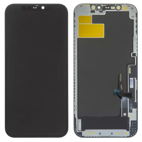 Дисплей для iPhone 12, iPhone 12 Pro, чорний, із сенсорним екраном, з рамкою, PRC, Self-welded OEM