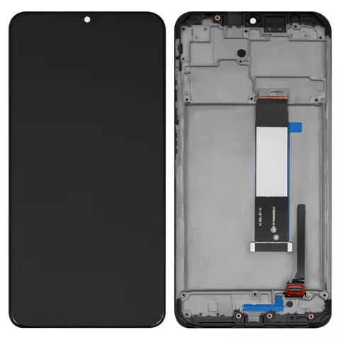 Дисплей для Xiaomi Poco M3, Redmi 9T, чорний, з рамкою, Оригінал (переклеєне скло), M2010J19CG