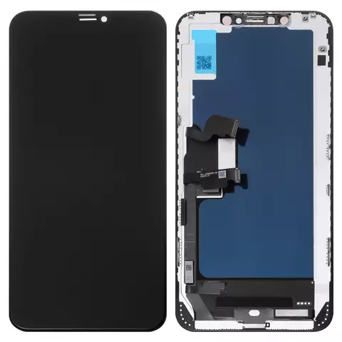 Дисплей для iPhone XS Max, чорний, з рамкою, Copy, Tianma, з пластиками камери та давача наближення, (TFT)