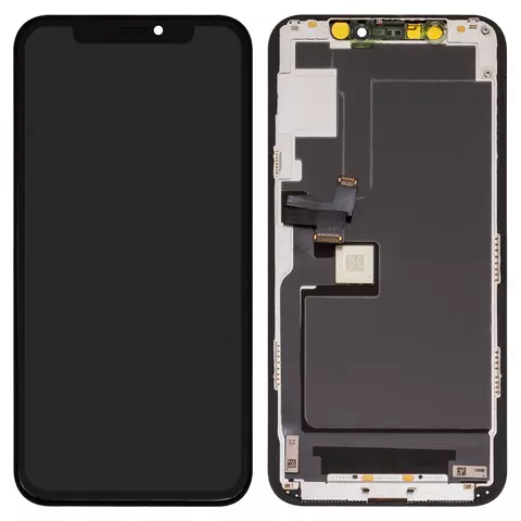Дисплей для iPhone 11 Pro, чорний, з рамкою, Copy, Tianma, з пластиками камери та давача наближення, (TFT)