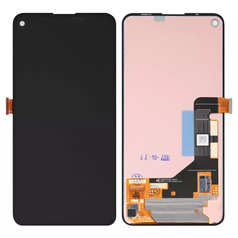 Дисплей для Google Pixel 5a 5G, чорний, без рамки, Оригінал (переклеєне скло)
