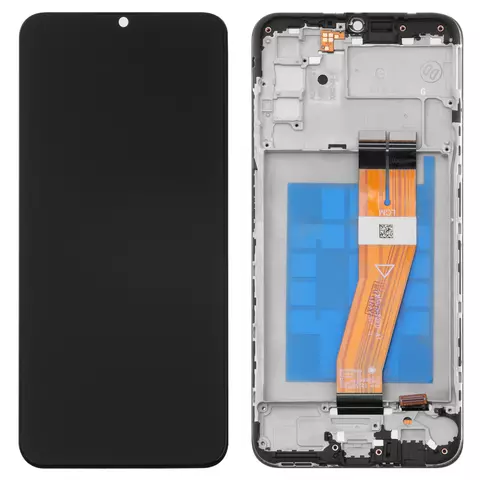 Дисплей для Samsung A037F Galaxy A03s, чорний, з рамкою, Original (PRC), з жовтим шлейфом, (160,5x72 mm)