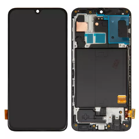 Дисплей для Samsung A405 Galaxy A40, чорний, з рамкою, Оригінал (переклеєне скло)