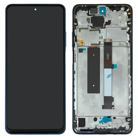 Дисплей для Xiaomi Mi 10T Lite, синій, з рамкою, Original (PRC), M2007J17G