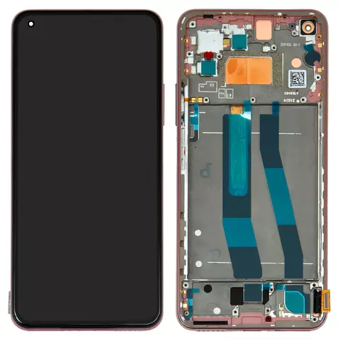 Дисплей для Xiaomi Mi 11 Lite, Mi 11 Lite 5G, рожевий, з рамкою, Original (PRC), peach pink, #WM6556Z21-1