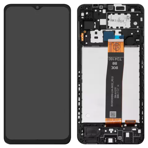 Дисплей для Samsung A127 Galaxy A12 Nacho, чорний, з рамкою, Original (PRC), BV065WBM-L0A-8K02_R0.0/HL6127JX-L0A-8K02_R0.0