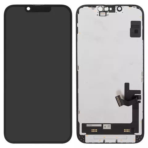 Дисплей для iPhone 14, чорний, з рамкою, Оригінал (переклеєне скло)