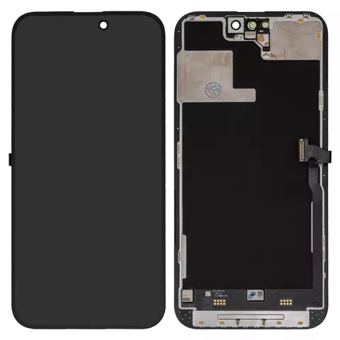 Дисплей для iPhone 14 Pro Max, чорний, з рамкою, Оригінал (переклеєне скло)