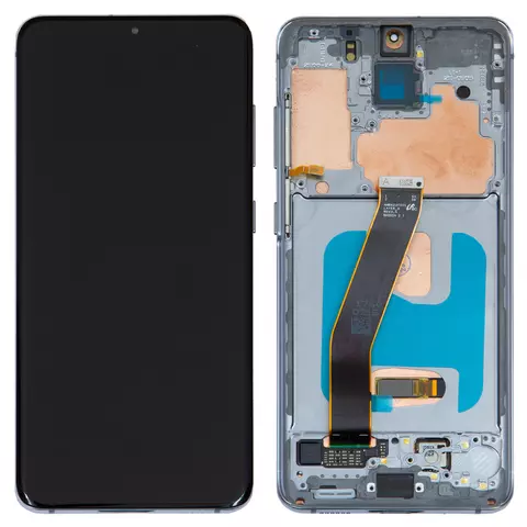Дисплей для Samsung G980 Galaxy S20, G981 Galaxy S20 5G, білий, з рамкою, Оригінал (переклеєне скло), cloud white