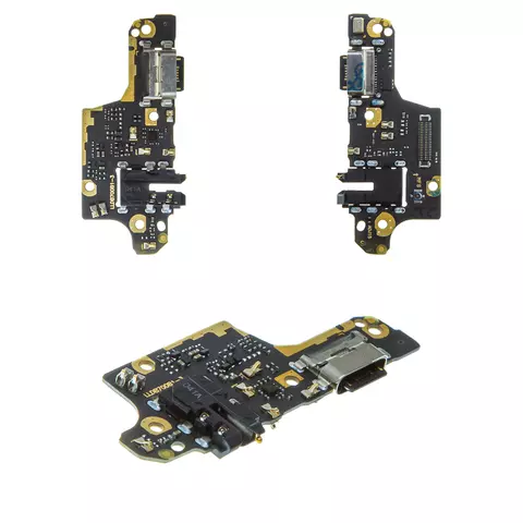 Шлейф для Xiaomi Poco X3, Poco X3 Pro, конектора навушників, конектора зарядки, з мікрофоном, з компонентами, Original (PRC), плата зарядки, MZB07Z0IN, MZB07Z1IN, MZB07Z2IN, MZB07Z3IN, MZB07Z4IN, MZB9965IN, M2007J20CI