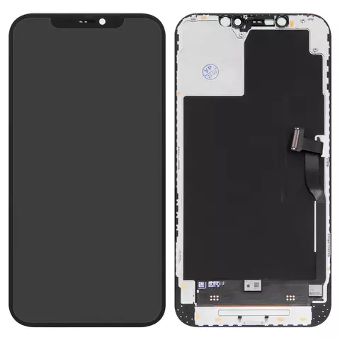 Дисплей для iPhone 12 Pro Max, чорний, з рамкою, Оригінал (переклеєне скло)