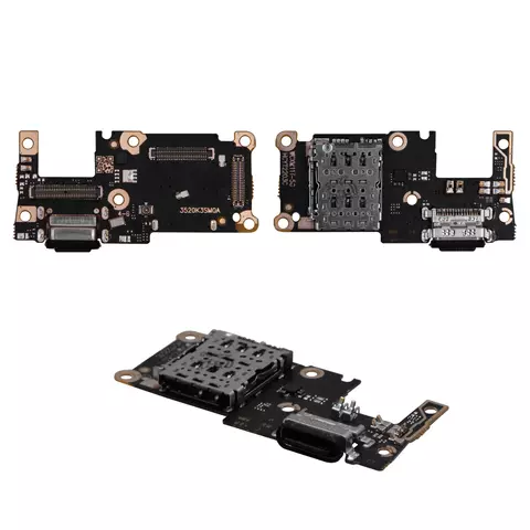 Шлейф для Xiaomi 11T, 11T Pro, конектора зарядки, з SIM-конектором, High Copy, плата зарядки, 21081111RG, 2107113SG
